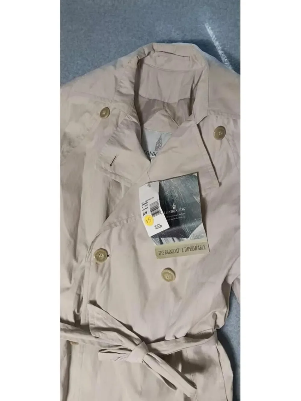 NWT! London Fog Jennifer Trench Coat $215 Womens Size 6 Biege Long Buttons...